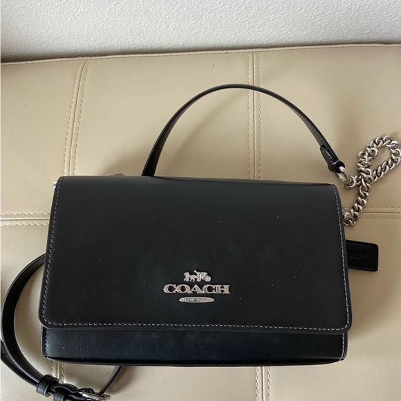 COACH Flap Clutch Crossbody CP034 SV/BK (Black) Bag - Picture 3 of 8